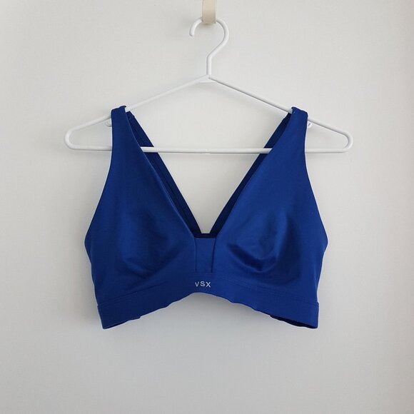 2/$20🛍Victoria's Secret Blue V-Neck Caged Sports Bra Size M - Picture 1 of 6